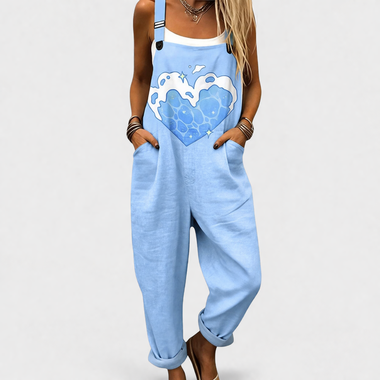 WOMEN'S SKY BLUE DUNGAREES