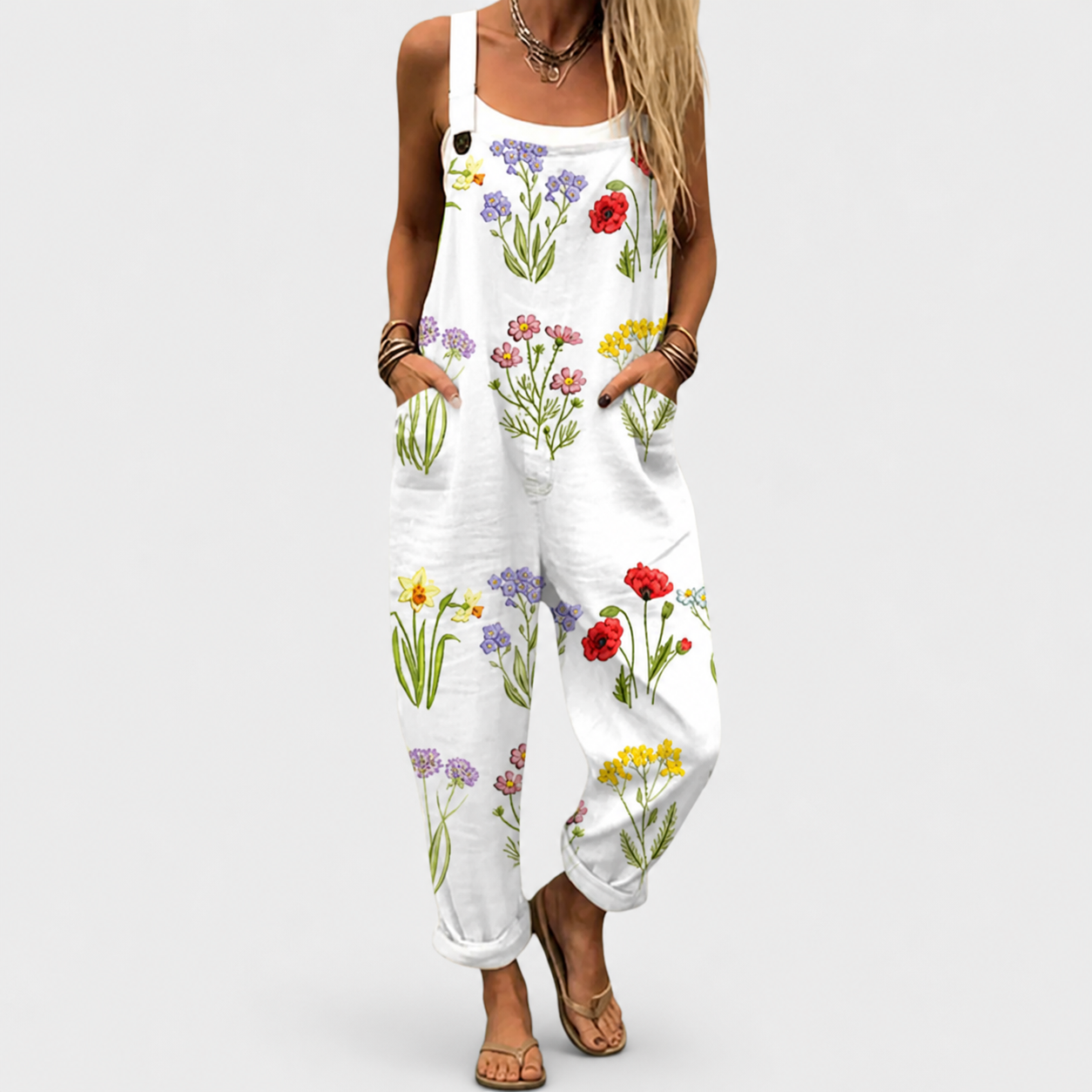 POSITANO FLOWER DUNGAREES FOR WOMEN