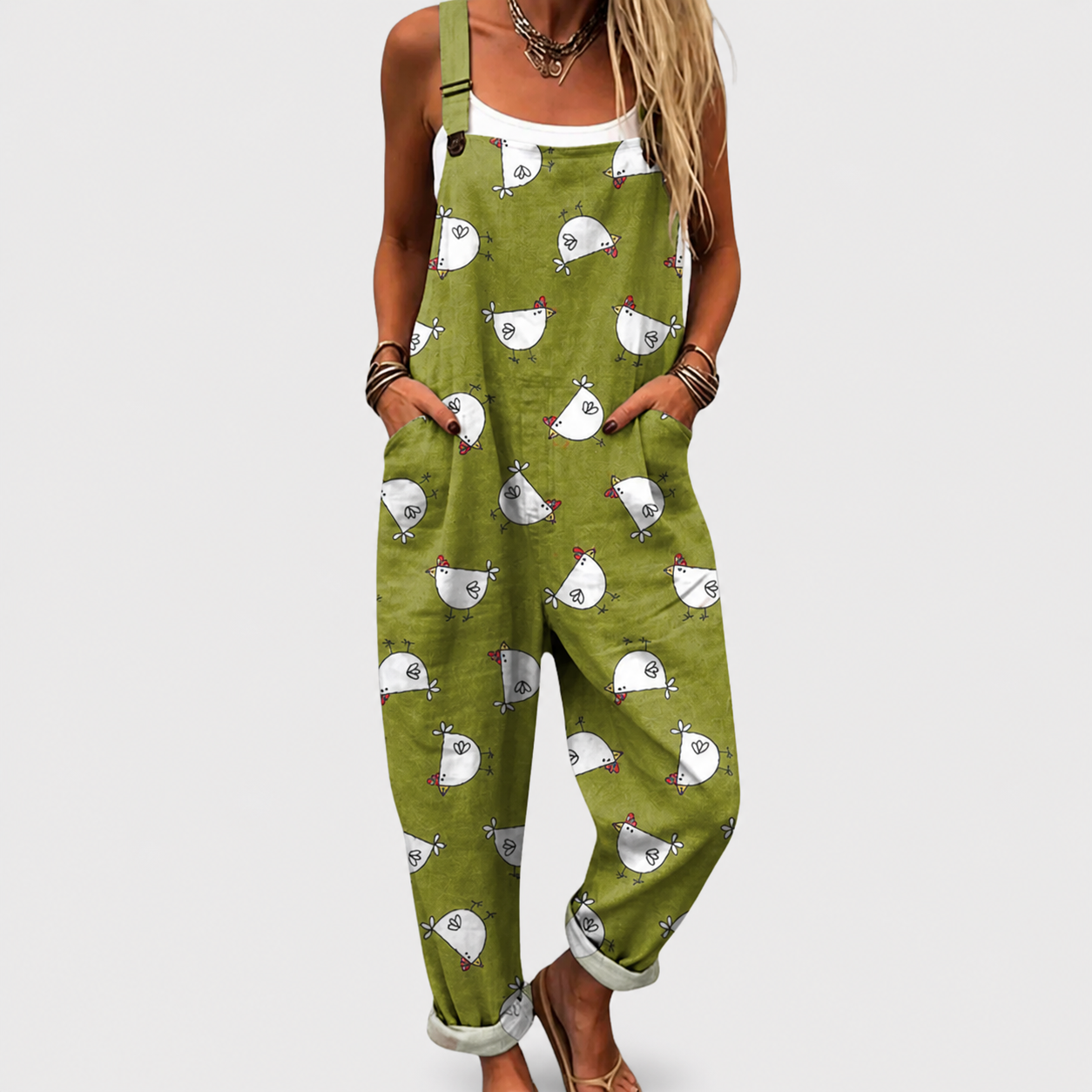 WOMEN'S GREEN MEADOW DUNGAREES