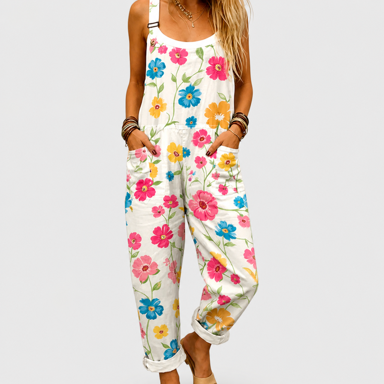 SPRING FLOWER DUNGAREES FOR WOMEN
