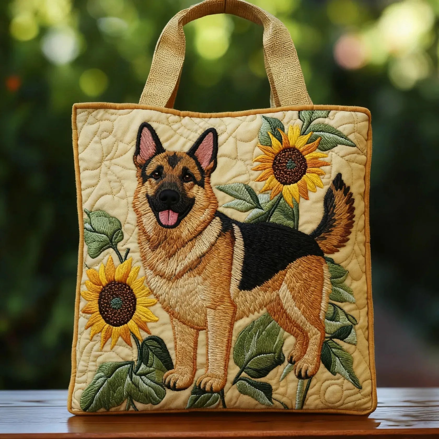 Floral German Shepherd Artisan Bag – Gift Idea