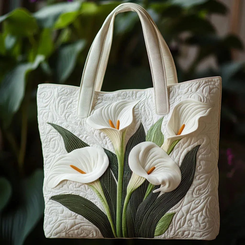 Quilted Artisan Bag - White Sunflowers