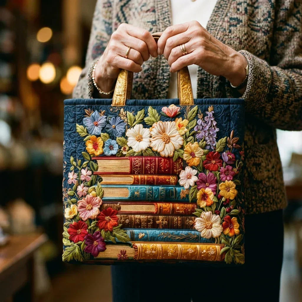 Handmade Bag - Floral Print and Books
