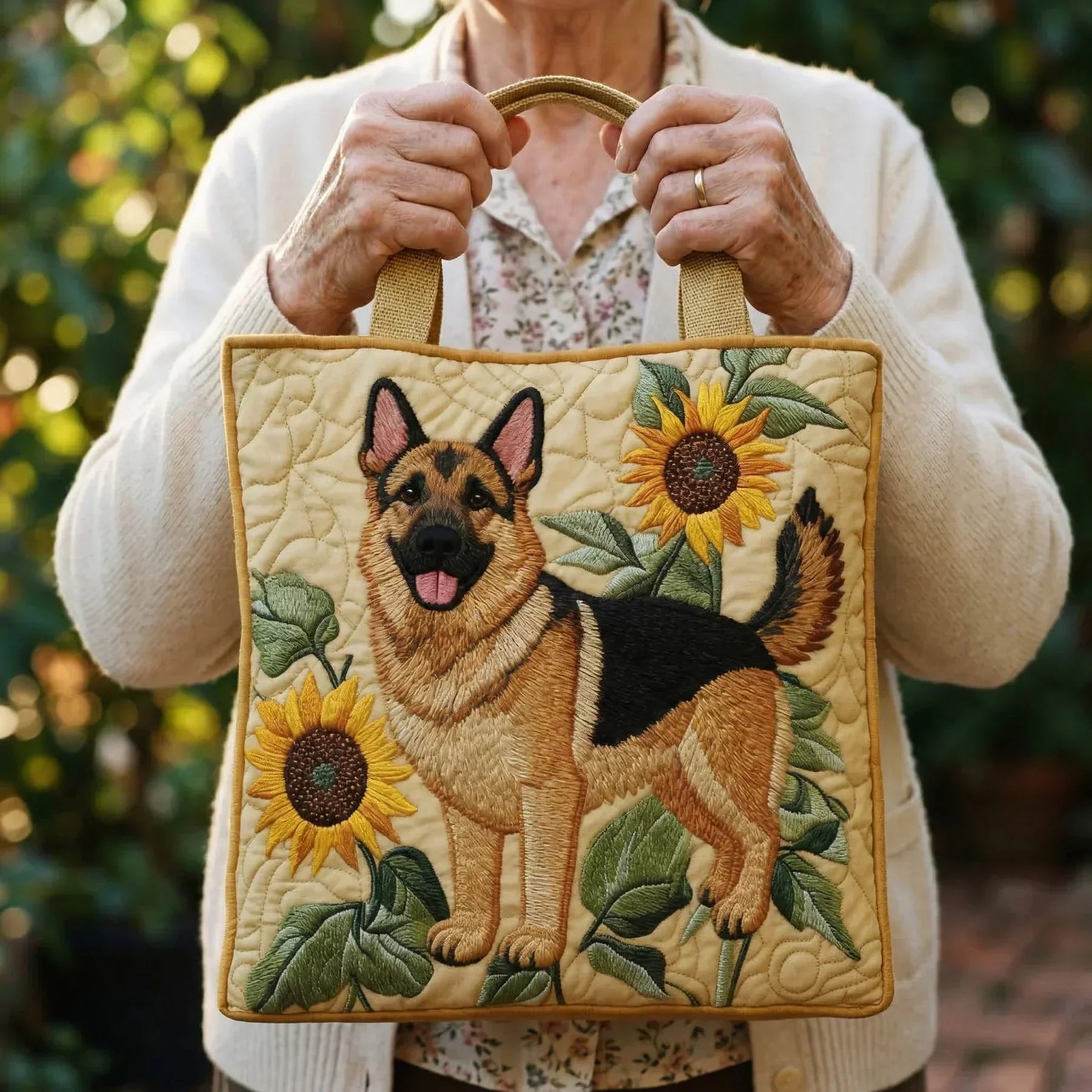 Floral German Shepherd Artisan Bag – Gift Idea
