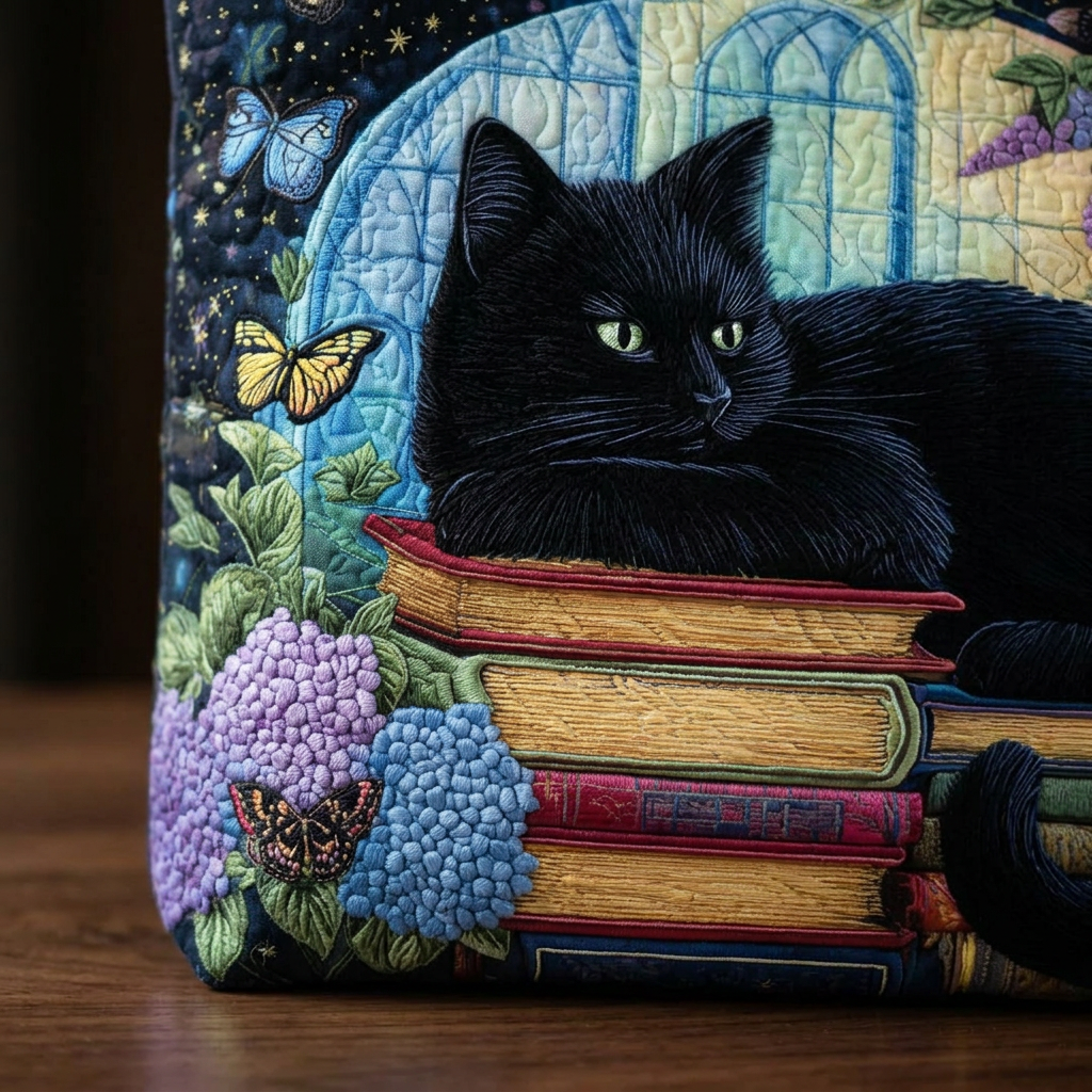 Black Cat on Books Tote Bag – Gift Idea
