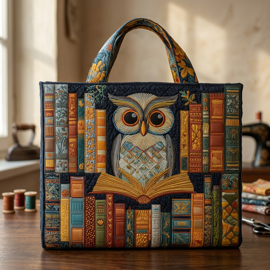 Artisan Bag with Owls and Antique Books – Gift Idea