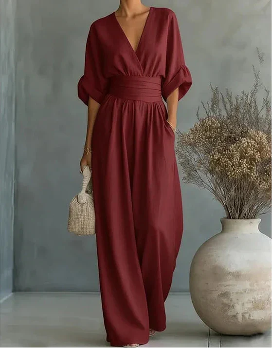 Daniela | Elegant dress with V-neck and wide skirt